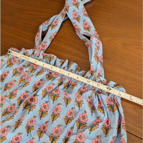 Marea Blue Floral Tie Shoulder Sleeveless Cotton Blouse Top, size XL - Picture 4 of 7